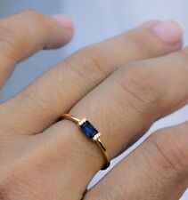 Usado, Anel feminino baguete de safira ouro 14k anel Vermeil anel delicado promessa comprar usado  Enviando para Brazil