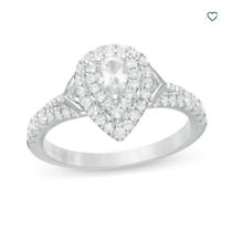 💍❤️Vera Wang Pear-Shaped Diamond Double Frame Engagement Ring in 14K White Gold, used for sale  Shipping to Canada