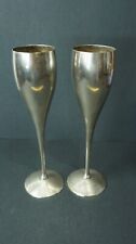 Silverplate Brass Wine Flutes/Chalices India 2 pcs 9” Tall for sale  Shipping to South Africa