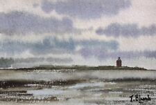 ORIGINAL AQUARELL - Blick auf die Insel Neuwerk. comprar usado  Enviando para Brazil