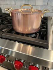All Clad 4 qt Copper Stock Soup Pot W/ Lid 8" x 5" Cookware NICE Cop R Chef for sale  Shipping to South Africa