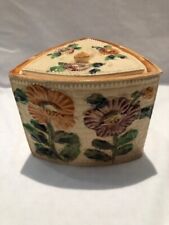 Cesta de biscoito floral vintage Japão tecer cerâmica com tampa triângulo comprar usado  Enviando para Brazil