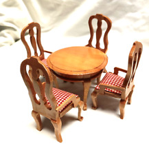 Dolls House Miniature Round Table 4 Chairs Dining Room Wooden Furniture for sale  Shipping to South Africa