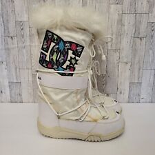 Vintage Y2K WHITE DC Chalet Winter Fur Trim Snow Moon Boots Wm 8 9 9.5 Lg Retro for sale  Shipping to South Africa