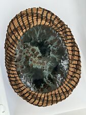 Pine Needle Straw Pottery Bowl Woven Basket Signed Handmade Meticulous Large for sale  Shipping to South Africa