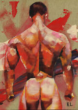 PRINT Original Art Work Acrylic Painting Gay Interest Male Nude "Handsome man", used for sale  Shipping to Canada