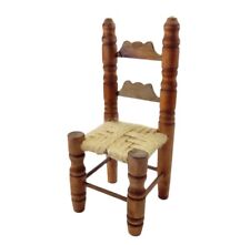 Cadeira miniatura de madeira para casa de bonecas assento de juta palha marrom , usado comprar usado  Enviando para Brazil