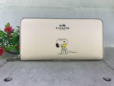 COACH x PEANUTS SNOOPY Leather Zip Wallet Limited White Collaboration for sale  Shipping to South Africa