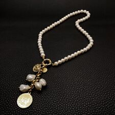 Colar de pérolas cultivadas branco barroco pérola banhado a ouro gargantilha joias femininas, usado comprar usado  Enviando para Brazil