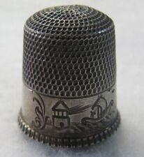 #473 WATER SCENE STERLING SILVER THIMBLE- WAITE THRESHER (SIZE 11) for sale  Shipping to United Kingdom