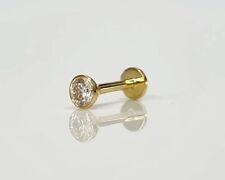Used, Natural Round Cut Diamond Screw Back Bezel Set Nose Piercing 14K Yellow Gold for sale  Shipping to South Africa