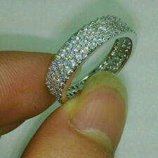 3Ct Round Cut Lab-Created Diamond Women's Wedding Band Ring 14k White Gold Over for sale  Shipping to South Africa