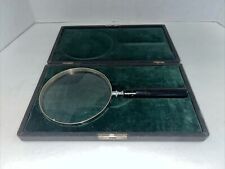 Antique 4 1/2" Magnifying Glass w/ Wood Handle Kinsman Padded Case for sale  Shipping to South Africa