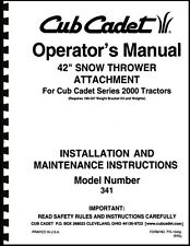 Used, Cub Cadet 42" Snow Thrower Attachment Operators Manual Model No. 190-341-100 for sale  Dayton