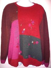 JM JENNIFER MOORE COLLECTION Sweater Top Ribbon Embroidery Patchwork Acrylic XL for sale  Sunland Park