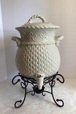 Celebrating Home Beverage Dispenser w/Stand Stoneware Basket Weave 12” Tall for sale  Shipping to South Africa