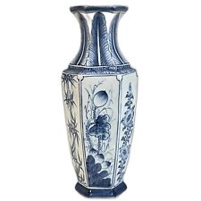 Vaso de parede vintage pintado à mão asiático azul e branco desenhos florais bolso 8,5"  comprar usado  Enviando para Brazil