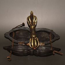 10" Antigo Budismo Tibetano Bronze Cobre Buda Phurba Adaga Suporte Caixa de Madeira Conjunto comprar usado  Enviando para Brazil