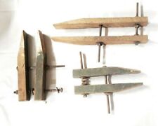 3 Vintage Early Wood Vice Clamp Lot w/ Square Head Bolts / Unbranded Homemade? for sale  Shipping to South Africa