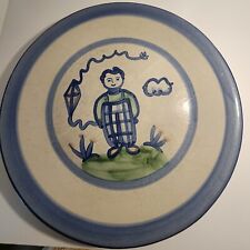 MA Hadley Pottery Boy with Kite Farm Country Scene Dinner Plate 11" Stoneware for sale  Shipping to South Africa