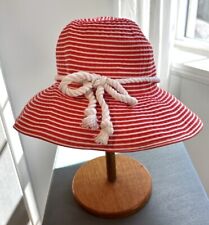 Sombrero de sol SCALA ala ancha blanco rojo blanco a rayas playa piscina verano segunda mano  Embacar hacia Argentina