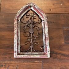 Rustic Wood Metal Window Frame, Architectural Farmhouse Decor Salvage 17” X 10” for sale  Shipping to South Africa