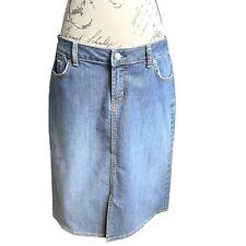 Saia lápis azul vintage LEL longa elegante pernas jeans midi tamanho 12 EUA comprar usado  Enviando para Brazil
