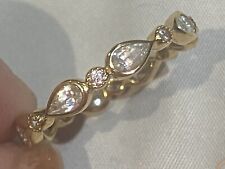 QVC Yellow Gold Plated Sterling Silver Fancy Diamonique Eternity Ring  UK W for sale  TADWORTH