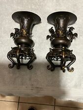 Dois bronze 19thc? Castiçais/vasos chineses com decoração elaborada. comprar usado  Enviando para Brazil