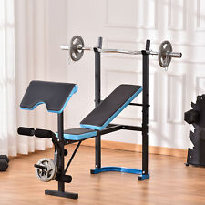Adjustable Weight Bench with Leg Developer Barbell Rack for Home Gym Fitness, used for sale  Shipping to South Africa