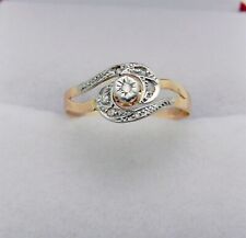 Antiguo anillo de derivación torcida con acento de diamantes de oro blanco rosa de 18 k talla 8,5 segunda mano  Embacar hacia Argentina