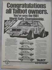 1981 talbot rally for sale  DARWEN