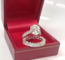 Usado, Juego de anillos de novia 5,50 quilates corte redondo simulado diamante... segunda mano  Embacar hacia Argentina