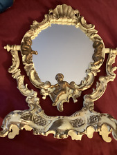Espelho oval rotativo vintage dourado e creme para maquiagem de mesa, usado comprar usado  Enviando para Brazil