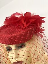 Red fascinator hat for sale  LEICESTER