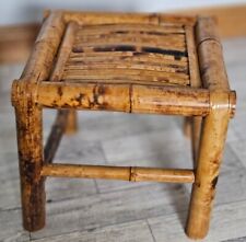Vtg Burnt Bamboo Plant Stand Square Display Stool, used for sale  Shipping to South Africa