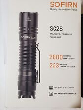 SOFIRN BLACK SC28 EDC 6000K LED FLASHLIGHT + RECHARGEABLE BATTERY + USB-C CABLE, used for sale  Shipping to South Africa