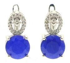 Lovely Cute Blue Sapphire White CZ Wholesale Drop Shipping Silver Earrings  for sale  Shipping to South Africa