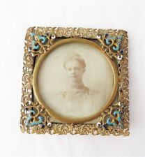 Used, Antique Sculpted Filigree Scrollwork Blue Enamel Details Picture Frame 3 3/4" for sale  Shipping to South Africa
