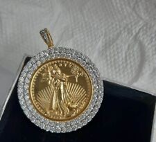 Used, Medallion Pendant, 2.50Ct Moissanite Round Cut , 14k Yellow Gold Plated, Silver  for sale  Shipping to South Africa