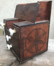 Antique Gurnsey Label Cigar Box Folk Tramp Art  Dresser 4 Drawer Signed 7x9x5" for sale  Shipping to South Africa