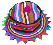 Used, Unisex Multicolored Bucket Party Hat Striped Thai Hill Tribe Souvenir Colorful for sale  Shipping to South Africa