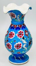 Jarrón de bellas artes azul floral de cerámica decorativa turca pintado a mano y hecho a mano segunda mano  Embacar hacia Argentina