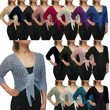 Ladies Popcorn Cardigan Style Crochet Plain Stretch Tie at Waist Bolero Shrug , used for sale  Shipping to South Africa