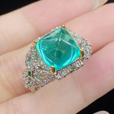 New Sugar Tower Paraiba Green Citrine Gems Gold Silver Charm Women Girl Rings for sale  Shipping to South Africa