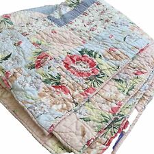 Pine Cone Hill Linens Pink Floral Reversable Queen Quilt Cottagecore, used for sale  Shipping to South Africa