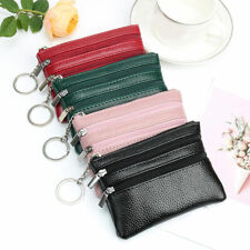 New Ladies Men Durable Soft Leather Small Coin Card Key Ring Wallet Pouch Purse til salgs  Frakt til Norway