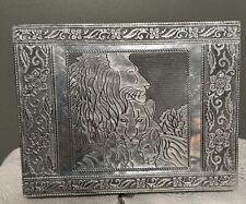 Usado, Caja de exhibición de joyas de terciopelo y espejo de aluminio en relieve con pestillo leones y tigres segunda mano  Embacar hacia Argentina