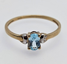 9ct Yellow Gold Ring Oval Blue Topaz Natural Gemstones UK Ring Size O for sale  Shipping to South Africa