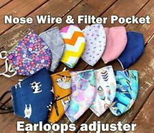 Washable Cotton Face Mask with nose wire and filter pocket Reusable Mask Adult for sale  Shipping to South Africa
